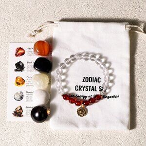 Crystal Stone Bracelet For Pisces Zodiac Sign Charoite, Rose Quartz